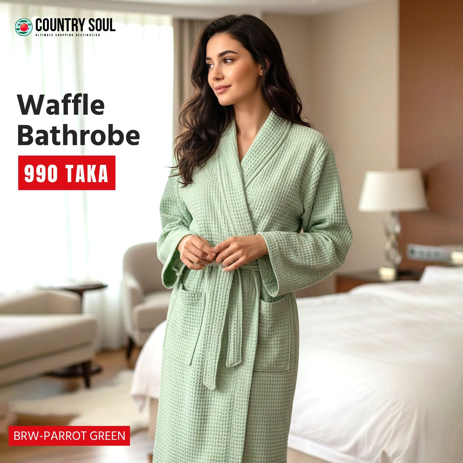 Country Soul Waffle Cotton Bathrobe – Lightweight PB-01