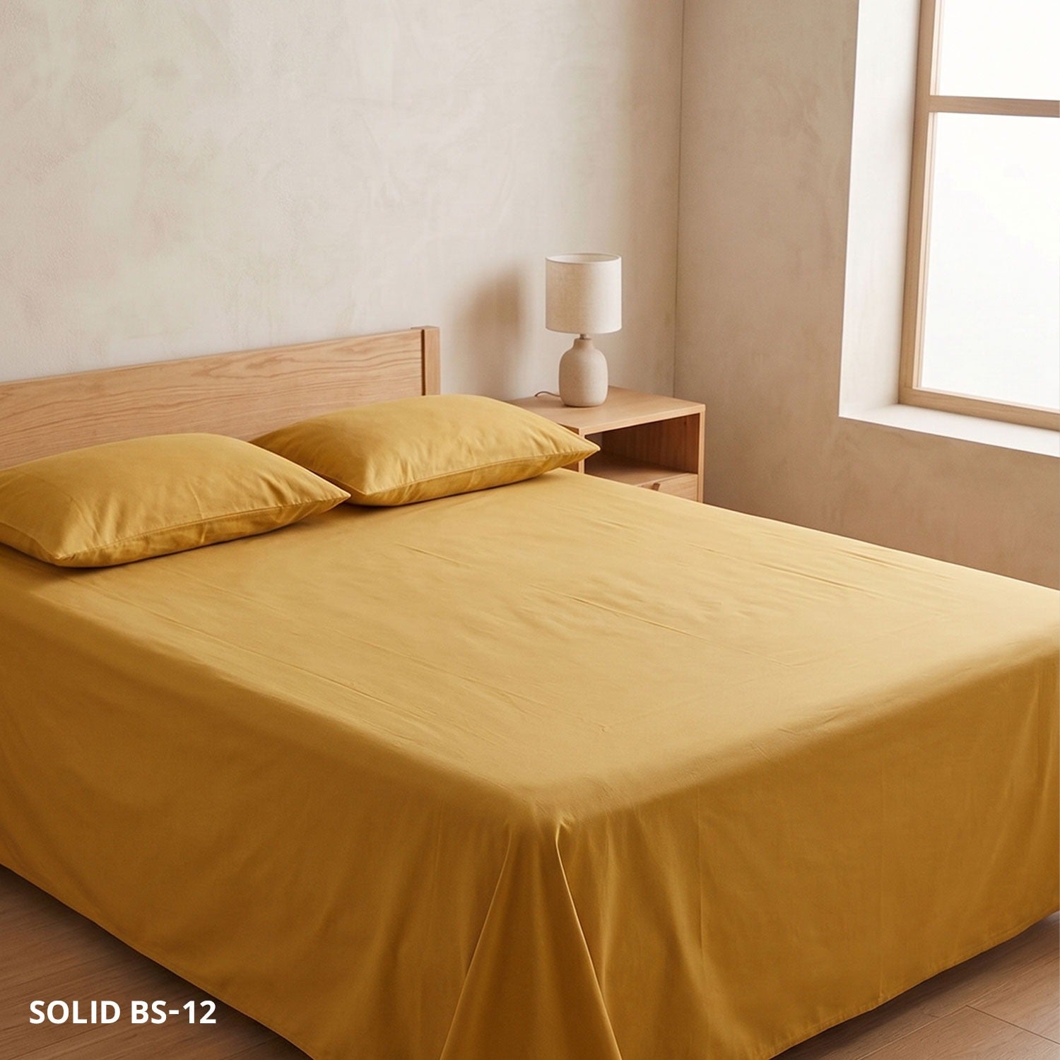 Soft Cotton Solid Color Bedsheet ( Super King Size) with two pillw cover-12