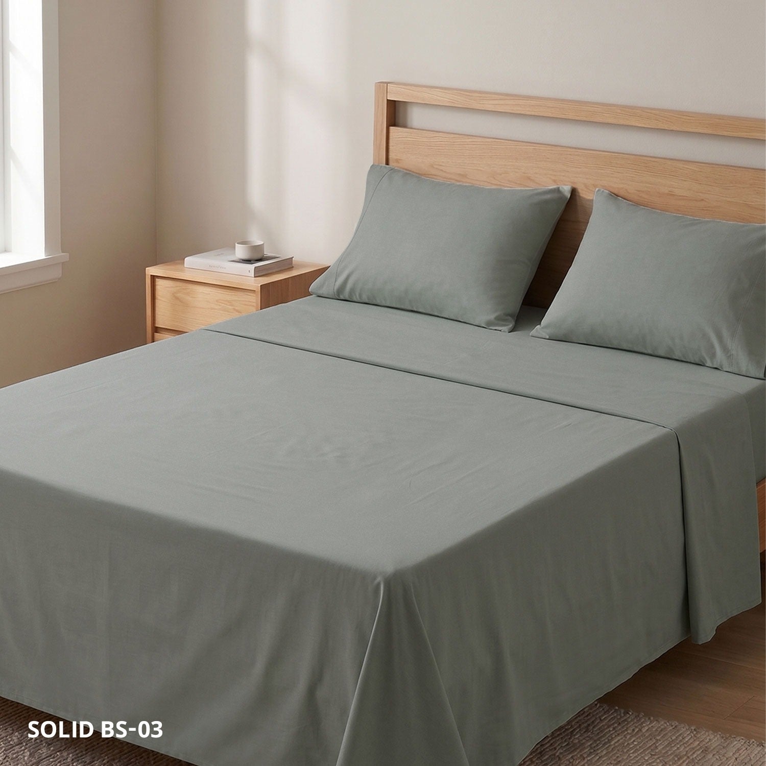 Soft Cotton Solid Color Bedsheet ( Super King Size) with two pillw cover-03