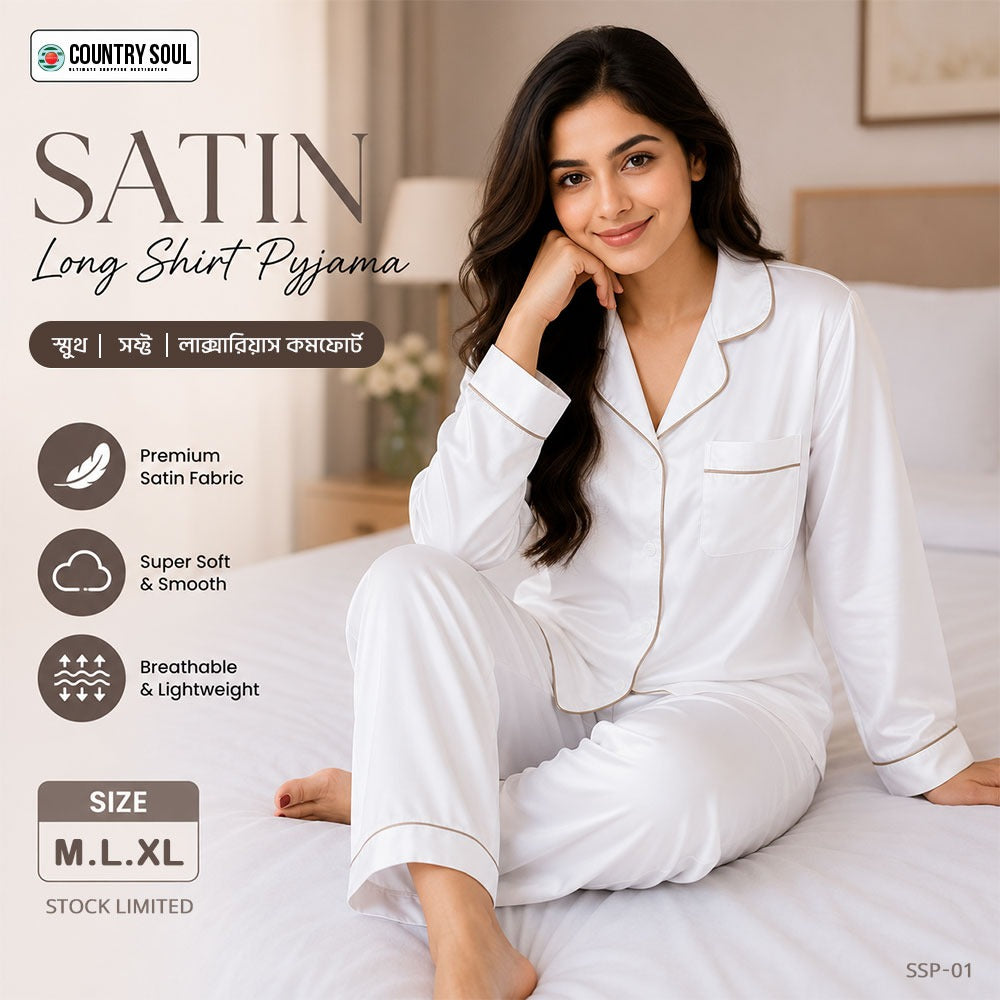 Women's Satin Long Shirt  Pyjama