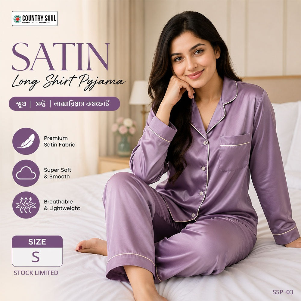 Women's Satin Long Shirt  Pyjama