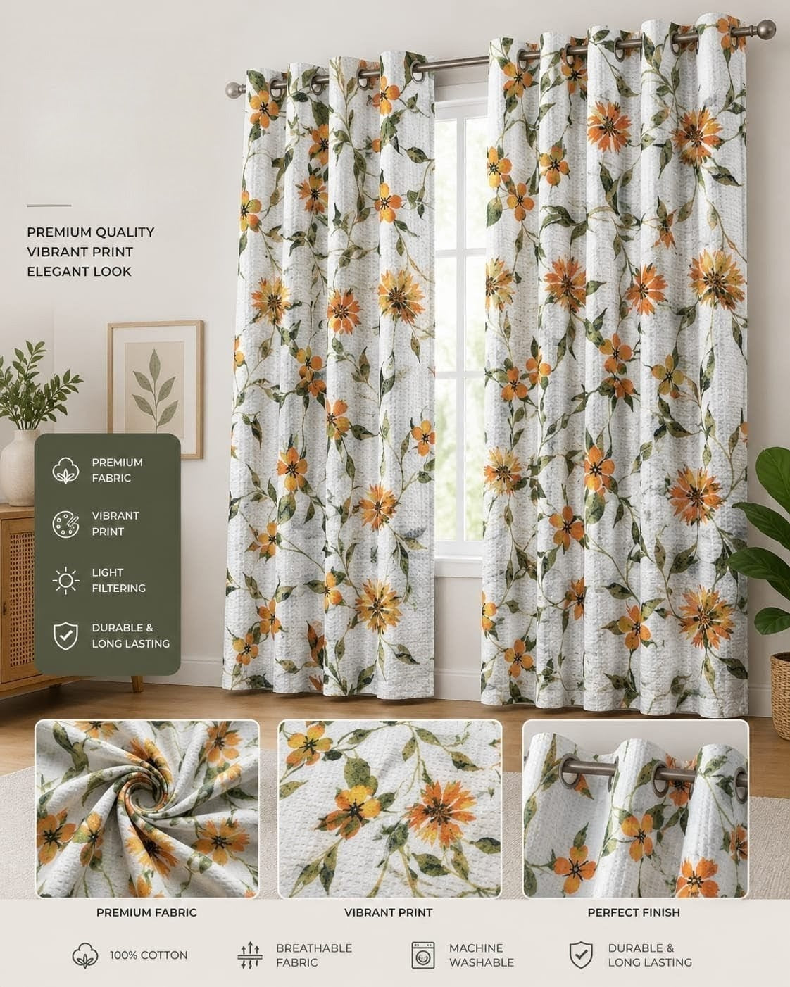 Decorative Waffle Printed Curtain - DC 122