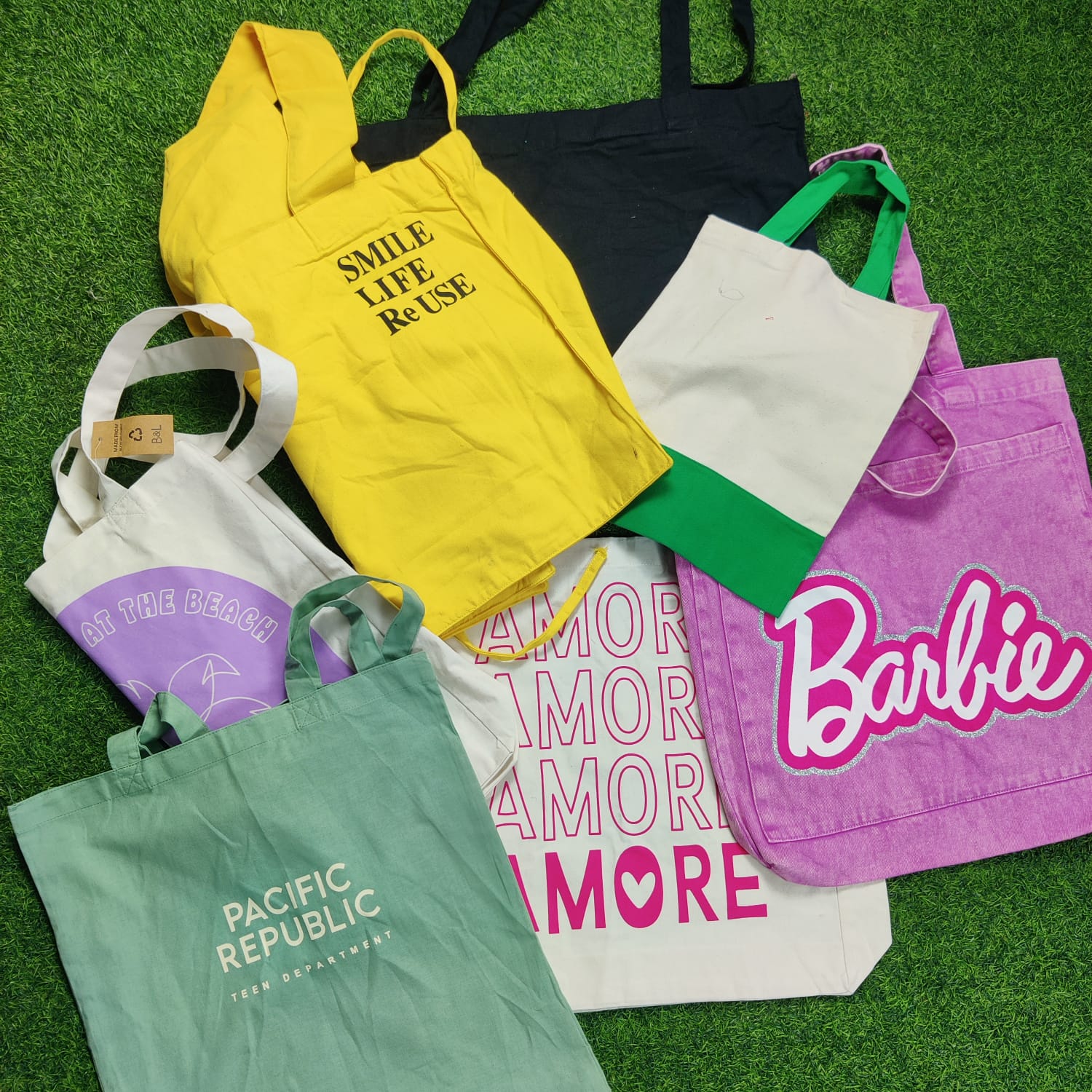 10 Pcs Multicolor Cotton Tote Bags