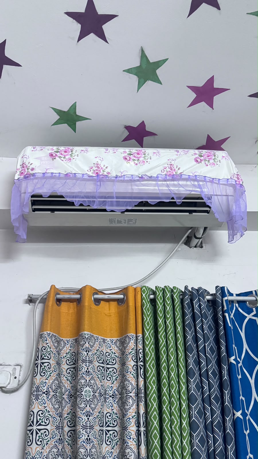 Beautiful Printed AC_Cover (1-Ton & 1.5-Ton)-Dust-Protector Indoor AC Cover