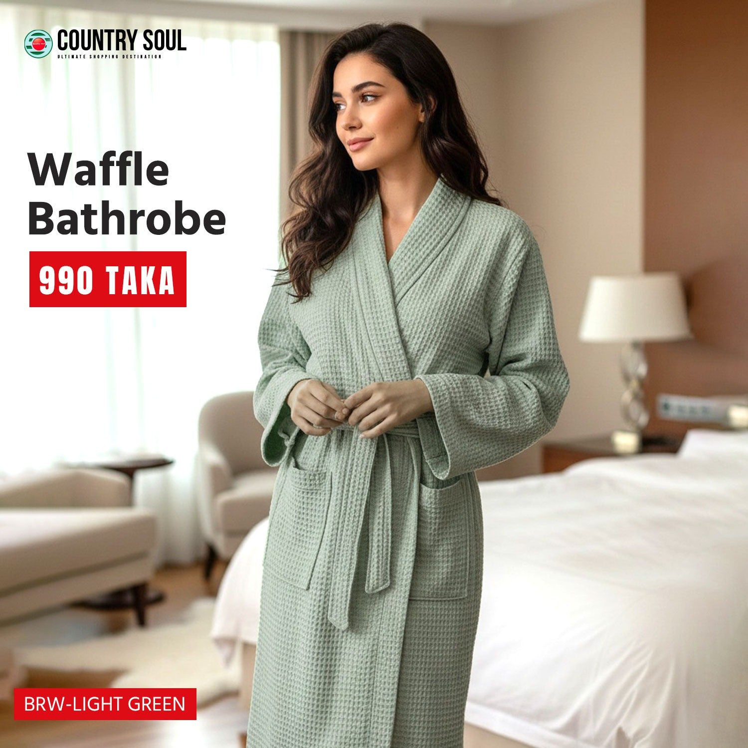 Country Soul Waffle Cotton Bathrobe – Lightweight PB-02