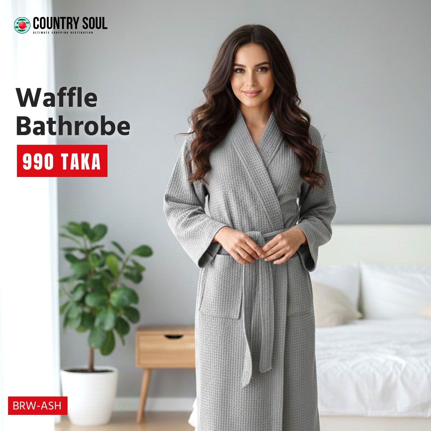 Country Soul Waffle Cotton Bathrobe – Lightweight PB-06