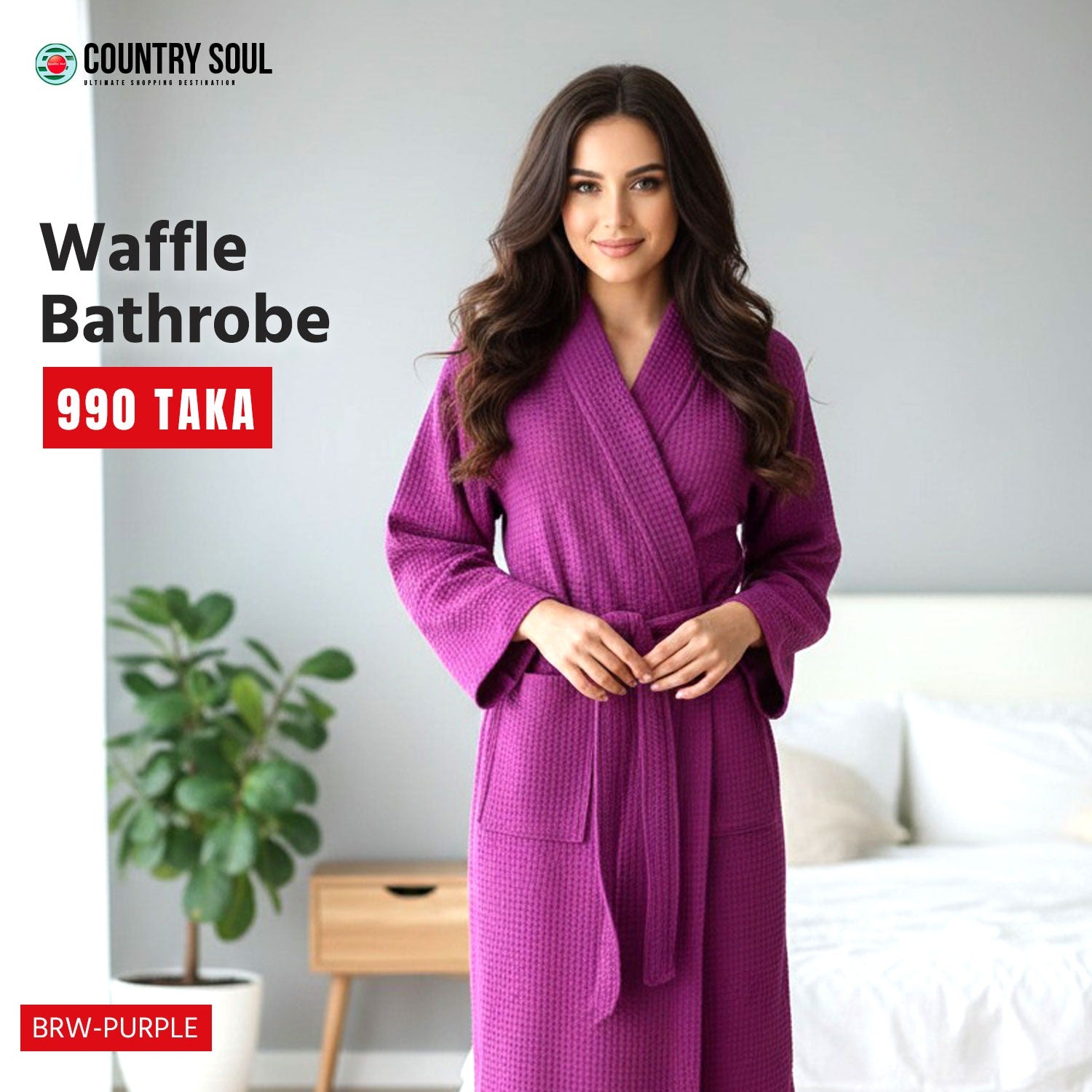 Country Soul Waffle Cotton Bathrobe – Lightweight PB-03