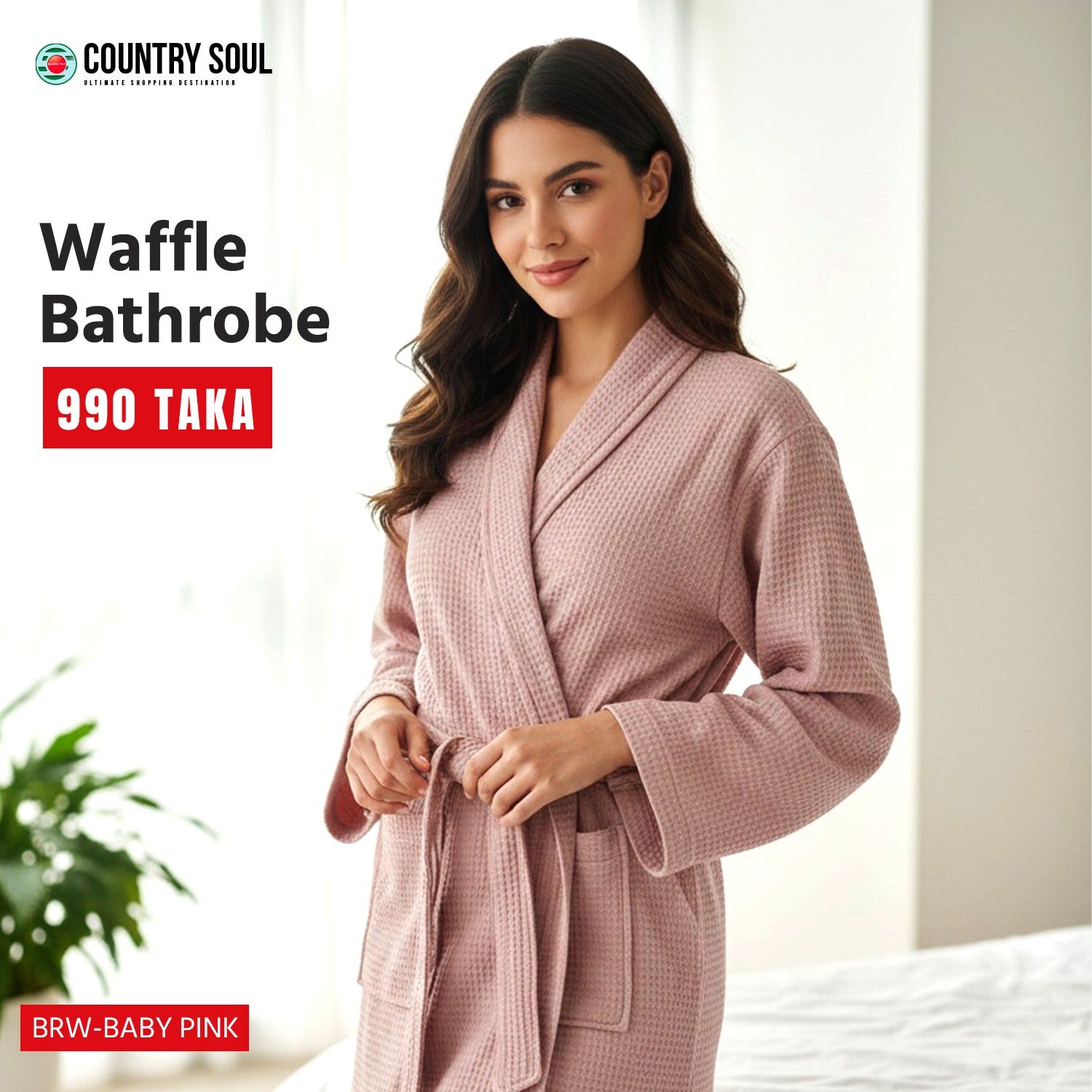 Country Soul Waffle Cotton Bathrobe – Lightweight PB-05