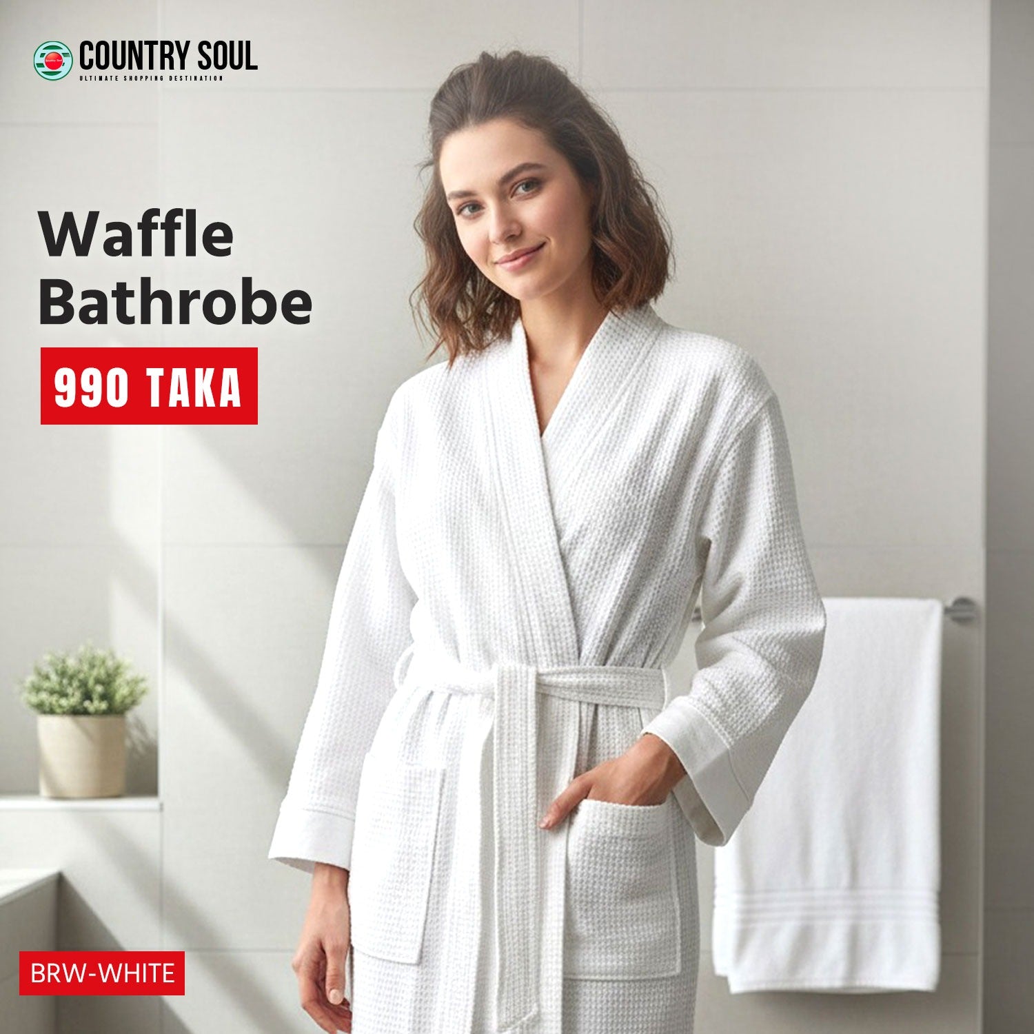 Country Soul Waffle Cotton Bathrobe – Lightweight PB-04