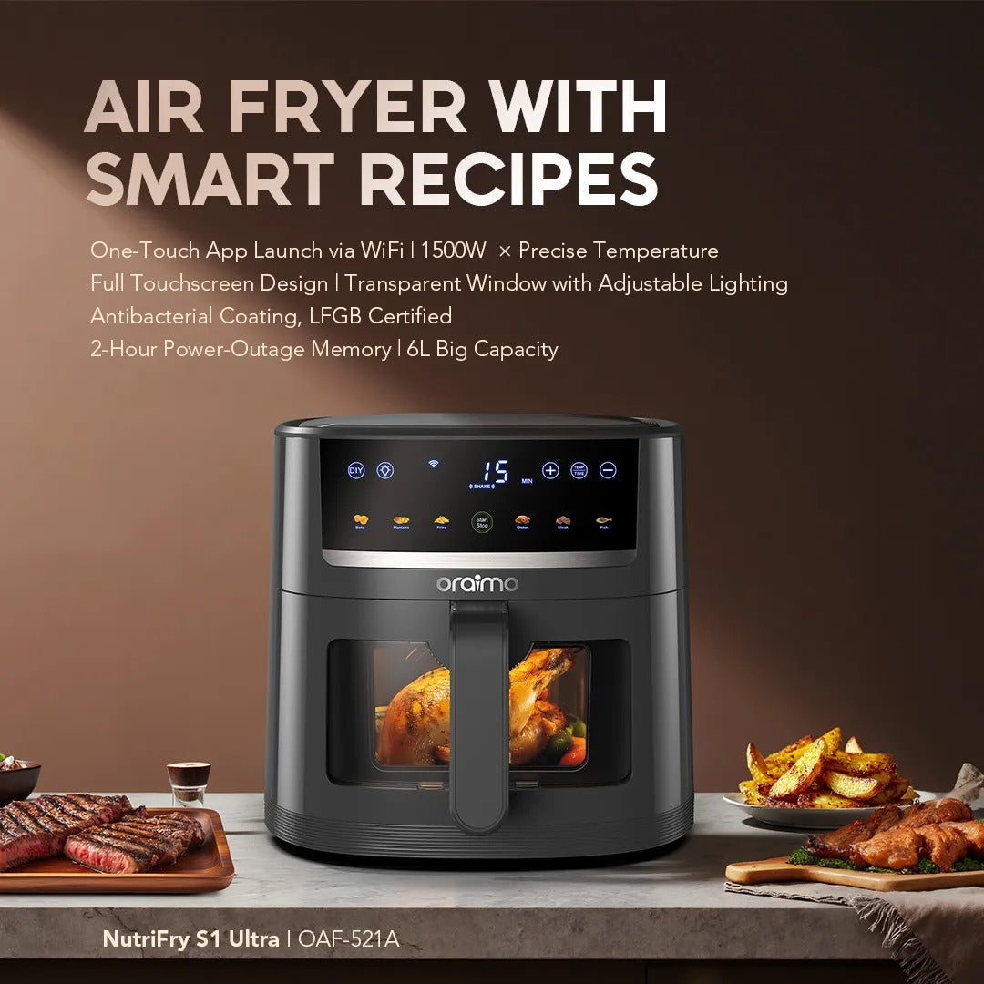 oraimo NutriFry S1 Ultra 1500W 6L Full Touchscreen Air fryer