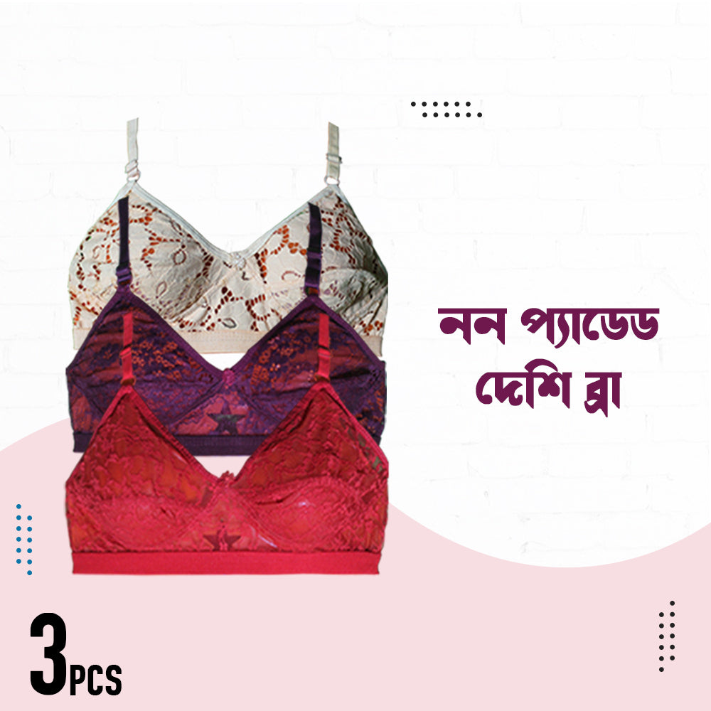 3 Pcs highly comfortable Deshi Bra for Women and Girls