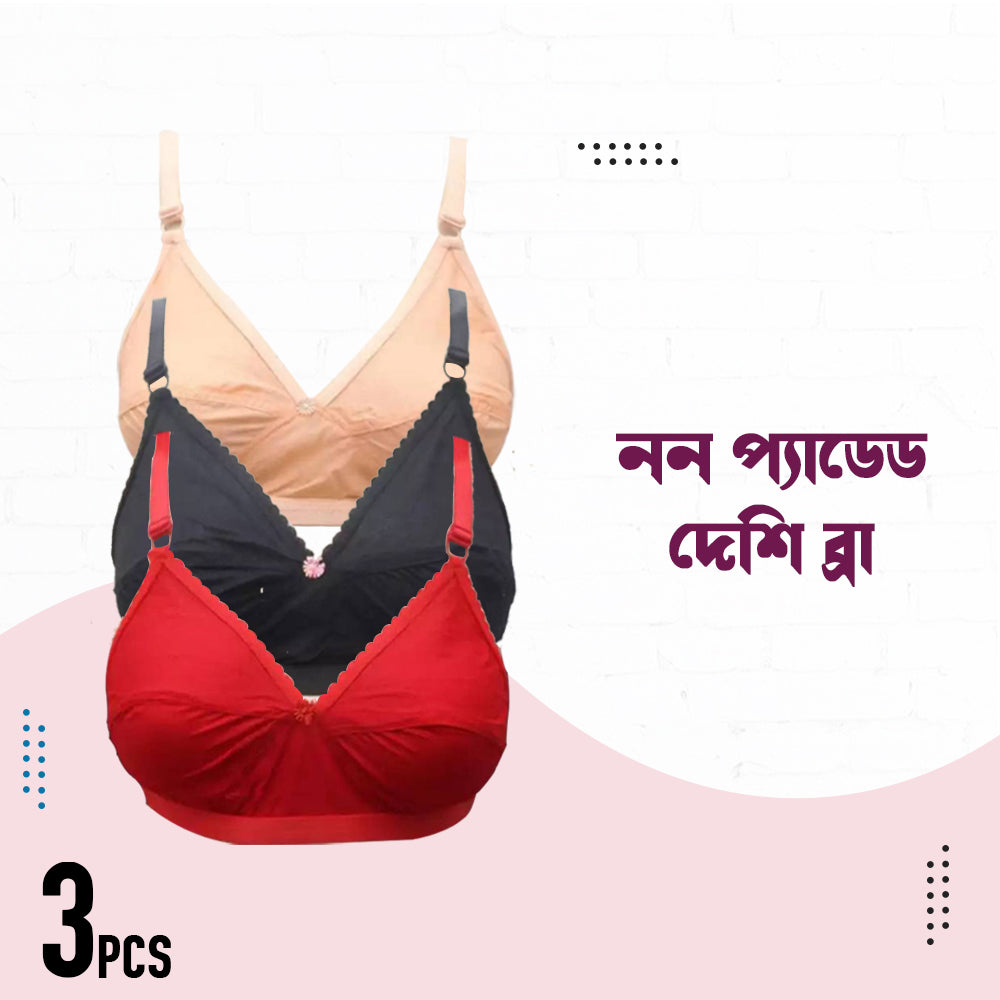 3 Pcs Highly Comfortable Deshi Bra for Women and Girls