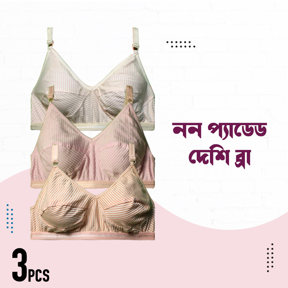 3 Pcs highly comfortable Deshi Bra for Women and Girls